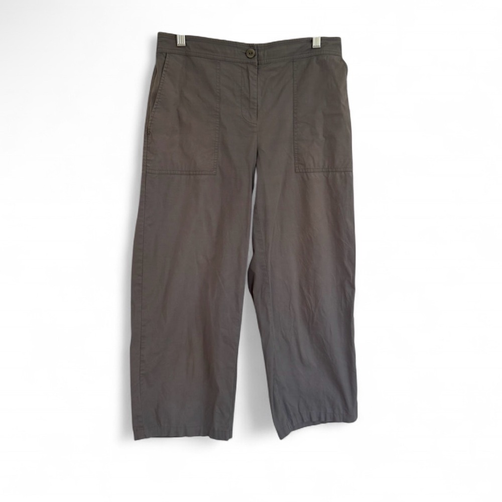 Eileen Fisher Pants Womens Small P Gray Organic Cotton Cargo Stretch Waist FLAW